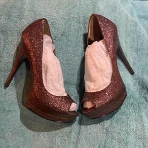 Brown Glitter Pumps